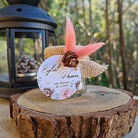 Somon Çiçekler - Kozalak Konsept Kavanoz Hediyelik