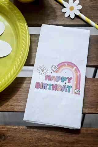 Papatya Konsept Doğum Günü Peçetesi Happy Birthday 20li