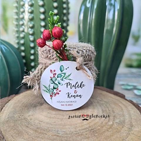 Okaliptus Kırmızı Çiçekler Konsept Kavanoz Hediyelik