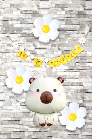 Kapibara Konsept Papatyalı Doğum Günü Balon Seti Banner ve Papatya Balonlu Capybara Balon Seti