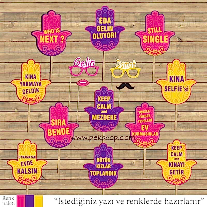 Fatmanın Eli Konsept Kına Gecesi Kişiye Özel Konuşma Balonları Seti