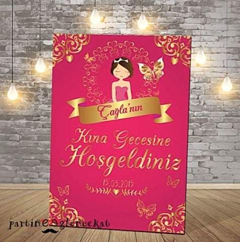 Fuşya - Altın Konsept Kına Gecesi Panosu