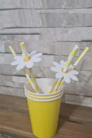 Papatya Tema Pipet Süsleri 10lu Lüks Pipet Paketi Papatya Demeti