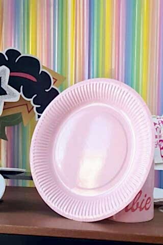 Pembe Karton Tabak Yuvarlak 8 Adetli Paket