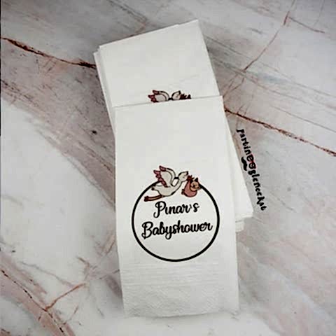 Leylek ve Bebek Konsept Baskılı Peçete