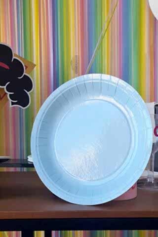 Mavi Karton Tabak Yuvarlak 8 Adetli Paket