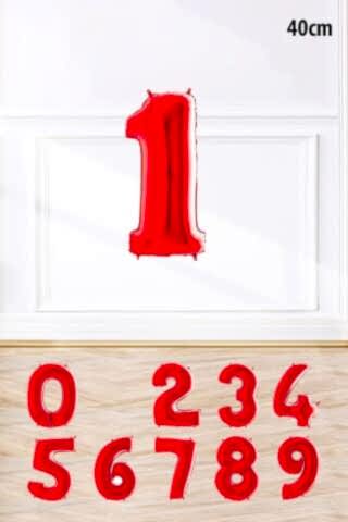 Kırmızı Rakam Folyo Balon Kırmızı Yaş Balonu Sayı Balonlar 16 inç 40 cm