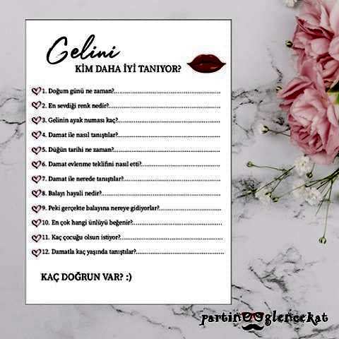 Gelini Kim Daha İyi Tanıyor? Soru Kartı