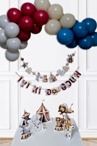 Sirk Konsept Bannerlı Panolu Doğum Günü Balon Zinciri Seti