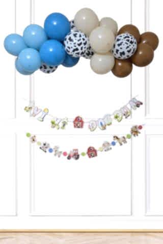 Çiftlik Konsept Bannerlı Doğum Günü Balon Zinciri Seti