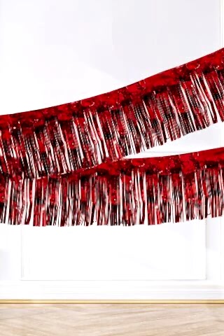 Şerit Püskül Süs Metalik Kırmızı 30 cm x 300 cm