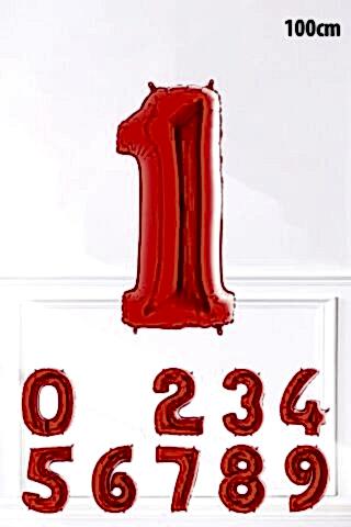 Kırmızı Rakam Folyo Balon Büyük Boy Kırmızı Sayı Yaş Balonu 100cm 40inç