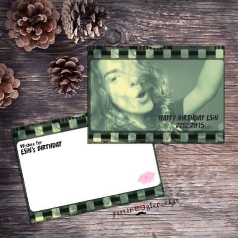 Film Şeridi Konsept Doğum Günü Dilek Kartı