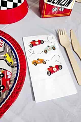 Retro Yarış Arabaları Tema Doğum Günü Model Arabalar Baskılı Peçete 20li
