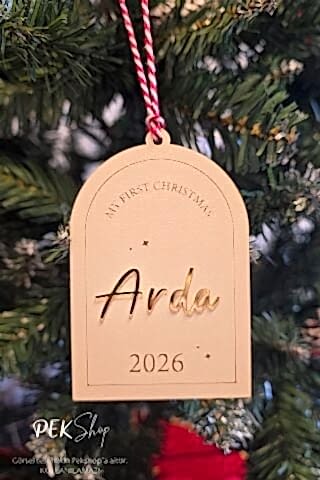 İsme Özel First Christmas Bebek İsimli Yılbaşı Süsü İlk Yılbaşı Bebek Hediyesi