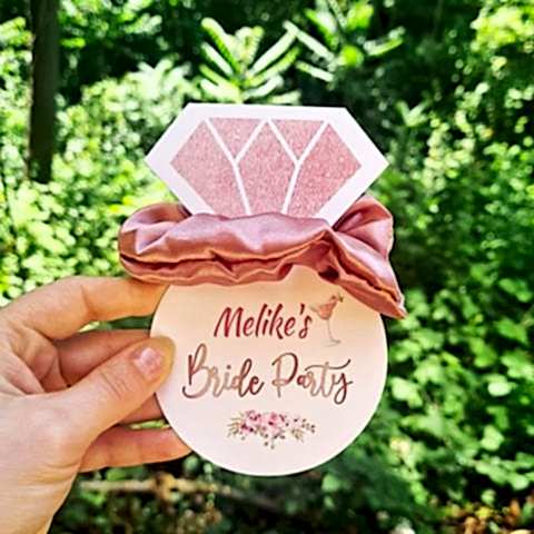 Çiçekli Rose Gold  Konsept Hediyelik Saten Toka