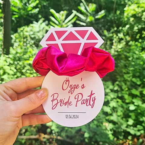 Fuşya Bride Party Konsept Hediyelik Saten Toka