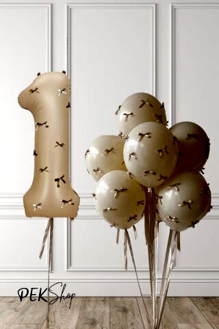 Fiyonklu Kum Beji Balonlar Retro Yaş Balonlu Doğum Günü Balon Seti