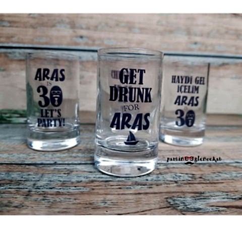 Lacivert Konsept Baskılı Shot Bardağı