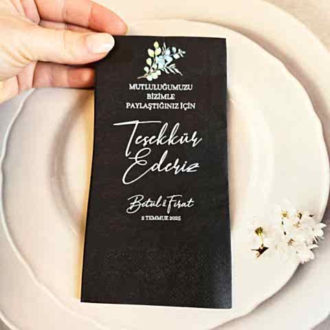 Zarif Konsept Teşekkürler Konsept Siyah Peçete