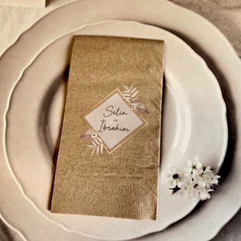 Bohem Çiçekli Konsept Kraft Peçete