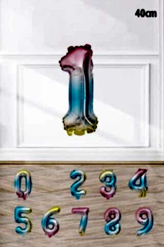 Gökkuşağı Renk Rakam Folyo Balon Rengarenk Yaş Balonu Sayı Balonlar 16 inç 40 cm