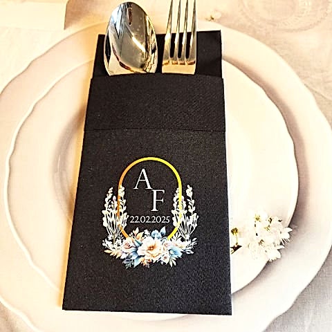 Kumaş Dokulu Cepli Çiçekli Gold Baş Harf Konsept