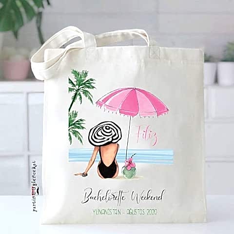 Bachelorette Weekend İsme Özel Baskılı Gelin & Nedime Omuz Çantası