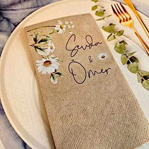 Retro Papatya Konsept Kraft Peçete