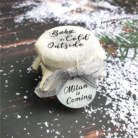 Baskılı Kumaş Süslemeli Winter Konsept Kavanoz Hediyelik