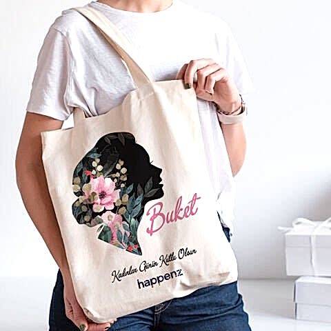 Kadın Silüeti 8 Mart Hediyesi Kol Çantası Şirket Logolu