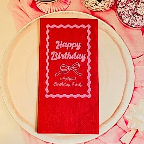 Kırmızı Pembe Fiyonk Konsept Kırmızı Baskılı Peçete