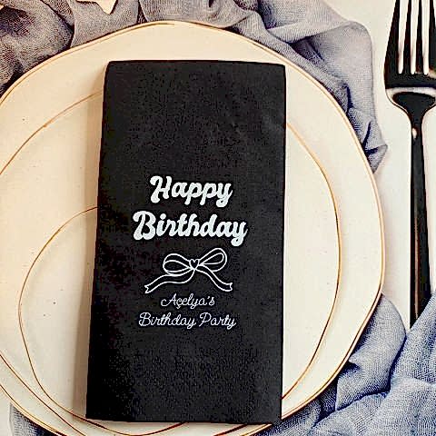 Siyah Beyaz Fiyonk Konsept Siyah Baskılı Peçete