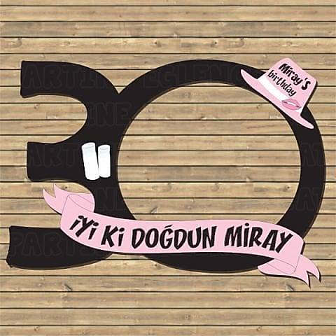 Siyah - Pembe Konsept Doğum Günü Hatıra Fotoğraf Çerçevesi