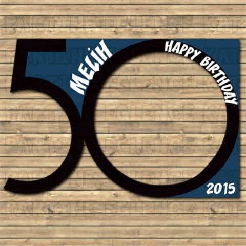 Lacivert Konsept Doğum Günü Hatıra Fotoğraf Çerçevesi