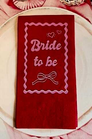 Kırmızı Pembe Fiyonk Konsept Kırmızı Bride Bekarlığa Veda Peçete 12li Paket
