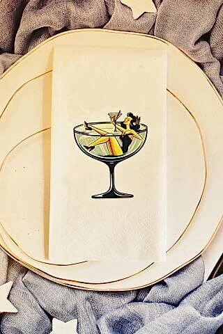 Retro Kadehte Kız Doğum Günü Bekarlığa Veda Peçetesi 20li