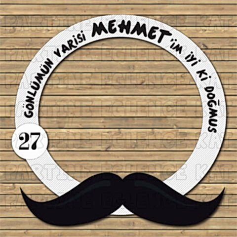 Siyah Bıyık Konsept Doğum Günü  Hatıra Fotoğraf Çerçevesi