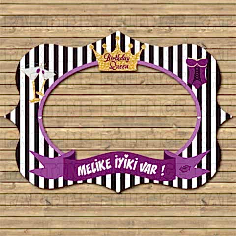 Mor - Siyah Konsept Doğum Günü Hatıra Fotoğraf Çerçevesi