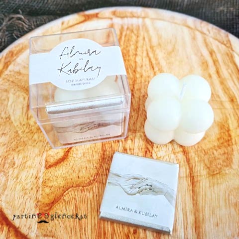 El Ele Aşk Mika Kutuda Bubble Mum Hediye Seti