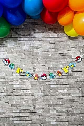 Pokemon Konsept Banner Pokemon Tema Doğum Günü Süsleri