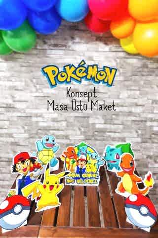 Pokemon Tema Doğum Günü Ayaklı Pano Seti Doğum Günü Masa Üstü Panolar