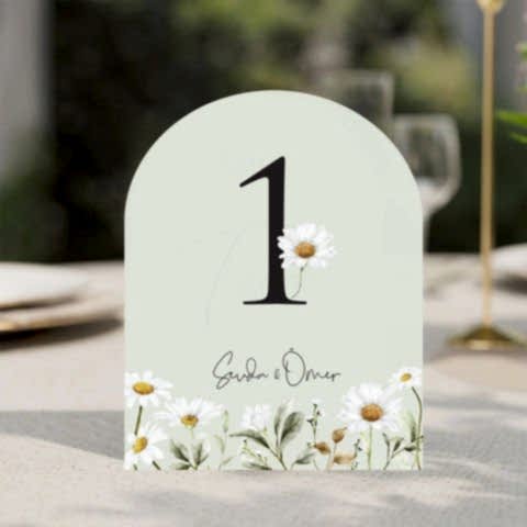 Retro Papatya Konsept Masa Numara Kartı