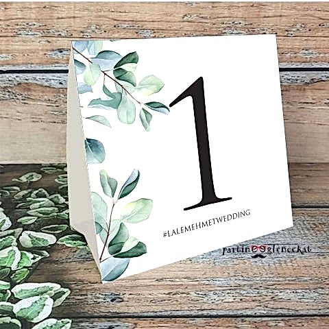 Retro Okaliptus Konsept Masa Numara Kartı