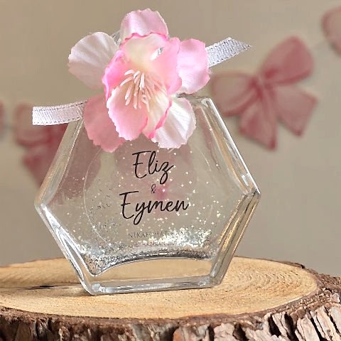 Kiraz Çiçekleri Konsept İncili Simli Kolonya Hediyelik