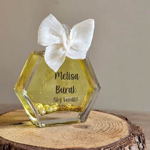 Gold Zarif Konsept İncili Simli Kolonya Hediyelik