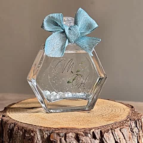 Zeytin Yapraklı Baş Harf Konsept İncili Simli Kolonya Hediyelik