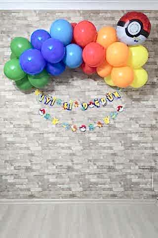 Pokemon Konsept Doğum Günü Balon Zinciri Seti 2 Bannerlı Doğum Günü Seti