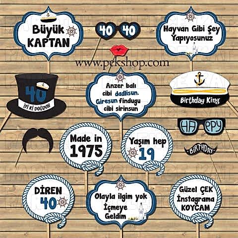 Denizci Konsept Kişiye Özel Konuşma Balonları Seti