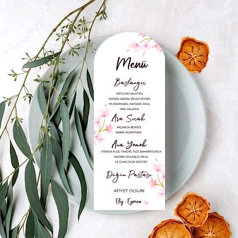 Kiraz Çiçekleri Konsept Menü Kartı